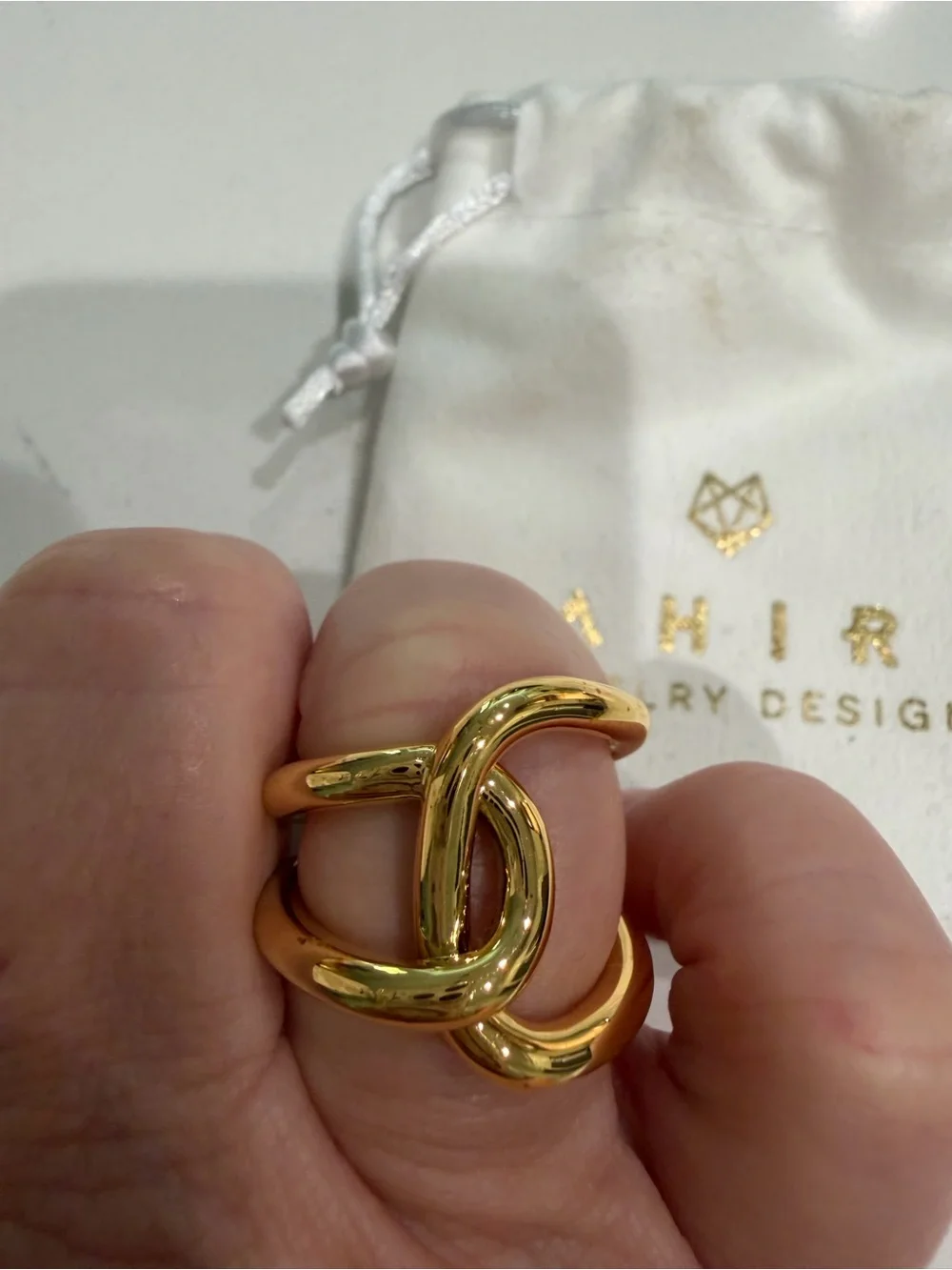 Gold Knot Ring - Polished Statement Band